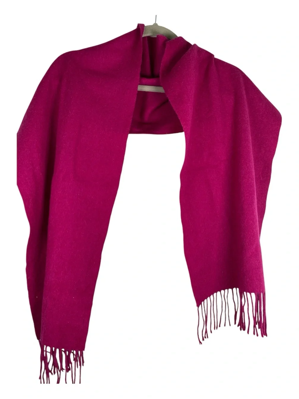 ENZO MANTOVANI Cozy Cashmere Blend Fringed Scarf Berry